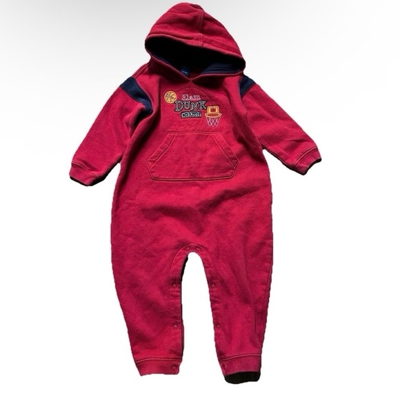 OshKosh B'gosh Other - Vintage Oshkosh Red Fleece One Piece Slam Dunk Size 18-24 Months